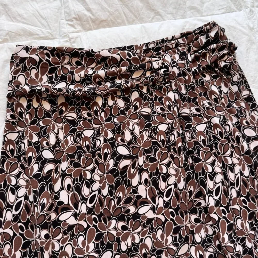 Vintage y2k floral abstract midi skirt brown black size medium mod whimsigoth